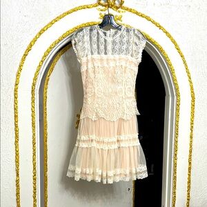 Vintage Jessica McClintock Fairycore Princess Cottagecore Lace Dress Size 4